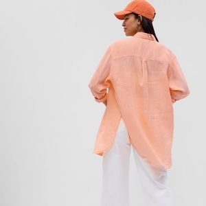 GAP 100% linen Weekend tunic creamy orange M NWT